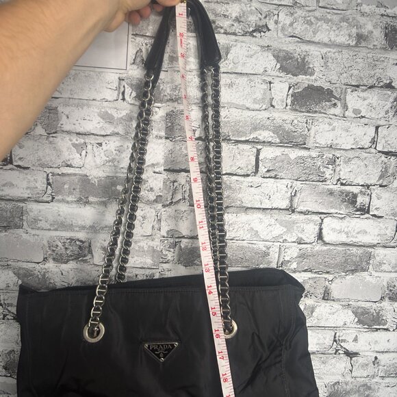 EUC Prada Milano Tessuto Catena Black Shoulder Purse w/ Chain Strap One Size - Picture 15 of 16